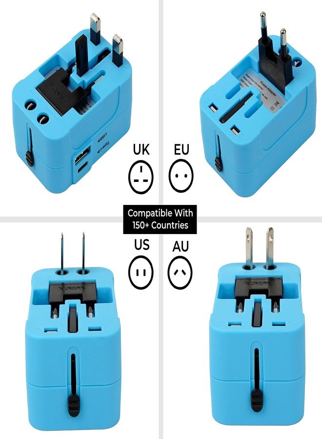 rts محول سفر عالمي من rts مزود بمنفذ USB من النوع C، قابس محول عالمي 3 في 1، ملحقات سفر مع منفذ USB واحد، ومنفذ USB-C واحد بقدرة 2.4 أمبير، محول سفر دولي متعدد المنافذ للهاتف والكمبيوتر المحمول - Image 3